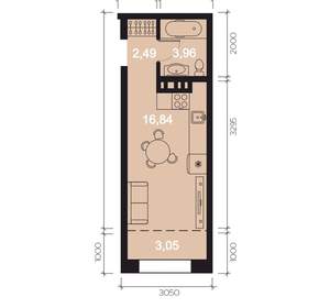 1-к квартира, вторичка, 26м2, 6/8 этаж