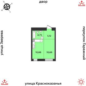 1-к квартира, строящийся дом, 31м2, 2/9 этаж
