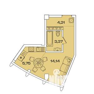 1-к квартира, вторичка, 27м2, 7/8 этаж