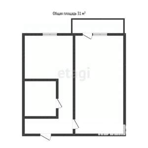 1-к квартира, вторичка, 30м2, 4/5 этаж