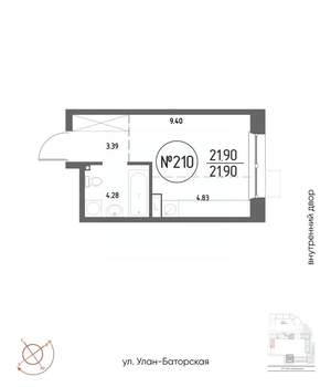 Студия квартира, строящийся дом, 22м2, 10/19 этаж