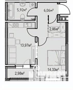 1-к квартира, вторичка, 46м2, 2/13 этаж