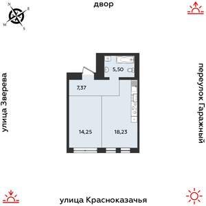 1-к квартира, строящийся дом, 45м2, 3/9 этаж