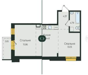 2-к квартира, сданный дом, 58м2, 17/19 этаж