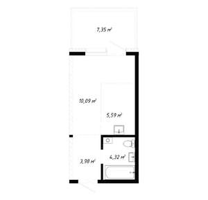 1-к квартира, вторичка, 26м2, 1/19 этаж