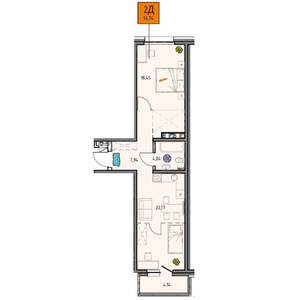 2-к квартира, вторичка, 57м2, 2/14 этаж