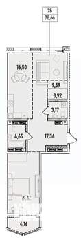 2-к квартира, вторичка, 79м2, 9/19 этаж