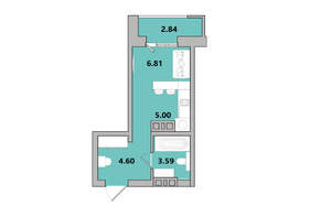 1-к квартира, вторичка, 23м2, 15/16 этаж
