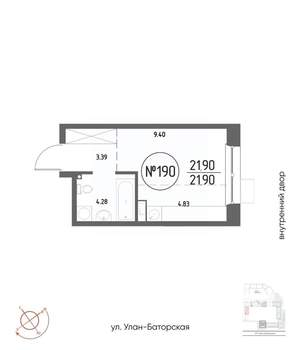 1-к квартира, строящийся дом, 22м2, 8/19 этаж