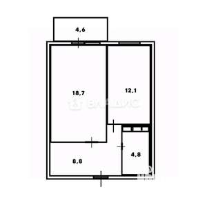 1-к квартира, вторичка, 45м2, 2/5 этаж