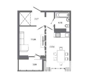 1-к квартира, вторичка, 41м2, 10/16 этаж