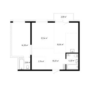 3-к квартира, вторичка, 67м2, 2/19 этаж
