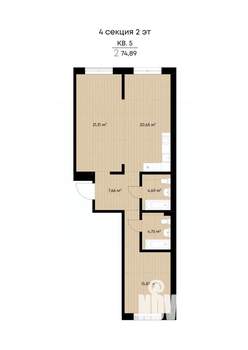 2-к квартира, вторичка, 75м2, 2/9 этаж