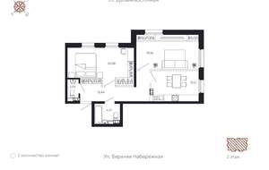 2-к квартира, вторичка, 71м2, 2/8 этаж