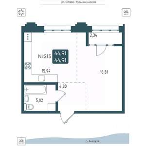 1-к квартира, вторичка, 45м2, 11/20 этаж