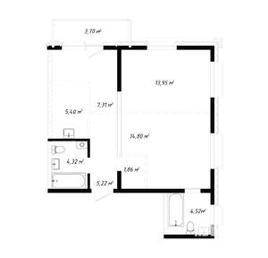 3-к квартира, вторичка, 61м2, 18/19 этаж