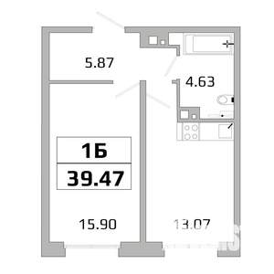 1-к квартира, вторичка, 40м2, 2/16 этаж