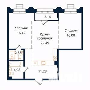 2-к квартира, строящийся дом, 76м2, 15/18 этаж