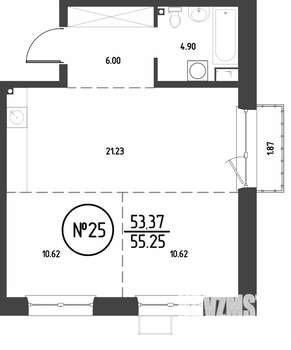 2-к квартира, строящийся дом, 55м2, 6/19 этаж