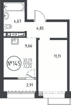 1-к квартира, вторичка, 33м2, 8/10 этаж