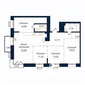 4-к квартира, строящийся дом, 124м2, 17/18 этаж