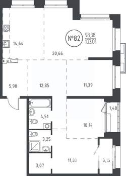 4-к квартира, вторичка, 103м2, 15/19 этаж