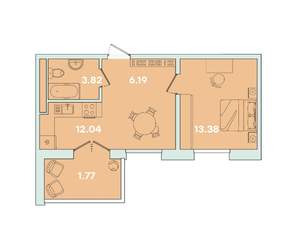 1-к квартира, вторичка, 41м2, 4/16 этаж