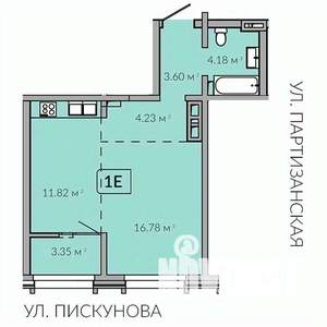 1-к квартира, строящийся дом, 44м2, 6/18 этаж