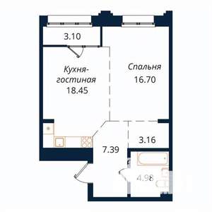 1-к квартира, строящийся дом, 54м2, 2/18 этаж
