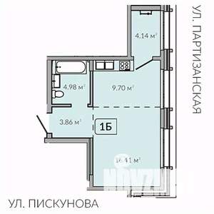 1-к квартира, строящийся дом, 39м2, 6/18 этаж