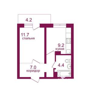 1-к квартира, строящийся дом, 37м2, 7/12 этаж