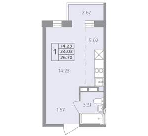 1-к квартира, вторичка, 27м2, 1/4 этаж