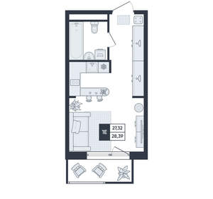 Студия квартира, вторичка, 28м2, 11/17 этаж