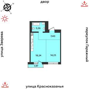 1-к квартира, строящийся дом, 47м2, 7/9 этаж