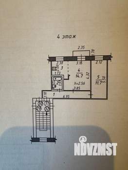 2-к квартира, вторичка, 44м2, 4/4 этаж