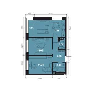 3-к квартира, строящийся дом, 63м2, 6/8 этаж