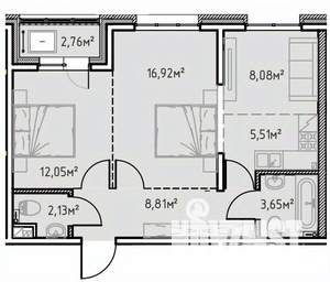 2-к квартира, вторичка, 60м2, 6/13 этаж