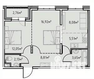 2-к квартира, вторичка, 60м2, 3/13 этаж