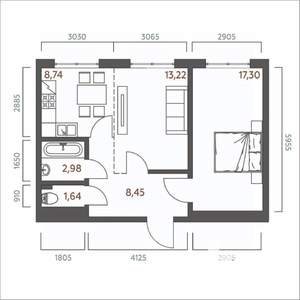 2-к квартира, строящийся дом, 52м2, 9/19 этаж