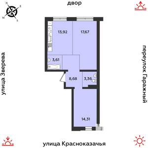 2-к квартира, строящийся дом, 62м2, 3/9 этаж