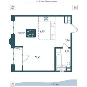 1-к квартира, вторичка, 48м2, 11/20 этаж