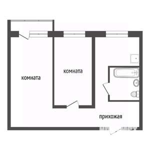 2-к квартира, вторичка, 43м2, 4/4 этаж