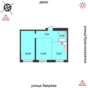 2-к квартира, вторичка, 61м2, 2/14 этаж