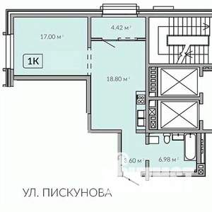 1-к квартира, вторичка, 51м2, 10/18 этаж