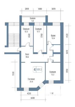 4-к квартира, вторичка, 115м2, 2/5 этаж