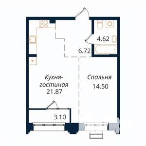 1-к квартира, строящийся дом, 50м2, 14/18 этаж