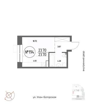 Студия квартира, вторичка, 24м2, 8/19 этаж