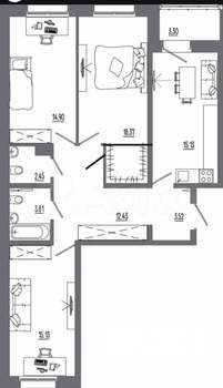 3-к квартира, вторичка, 85м2, 7/16 этаж