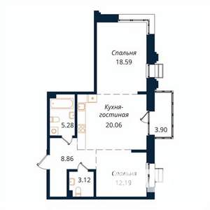 2-к квартира, строящийся дом, 71м2, 14/18 этаж
