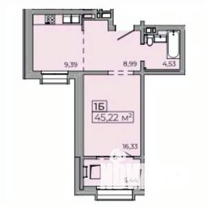 1-к квартира, строящийся дом, 46м2, 14/15 этаж